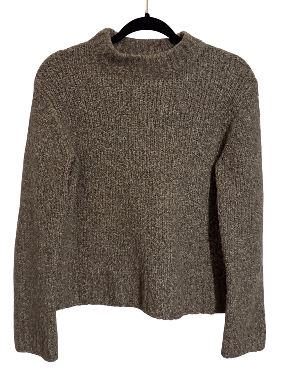 Vince Women’s Size Medium Brown Mock Neck Chunky Knit Sweater Wool Silk Blend
